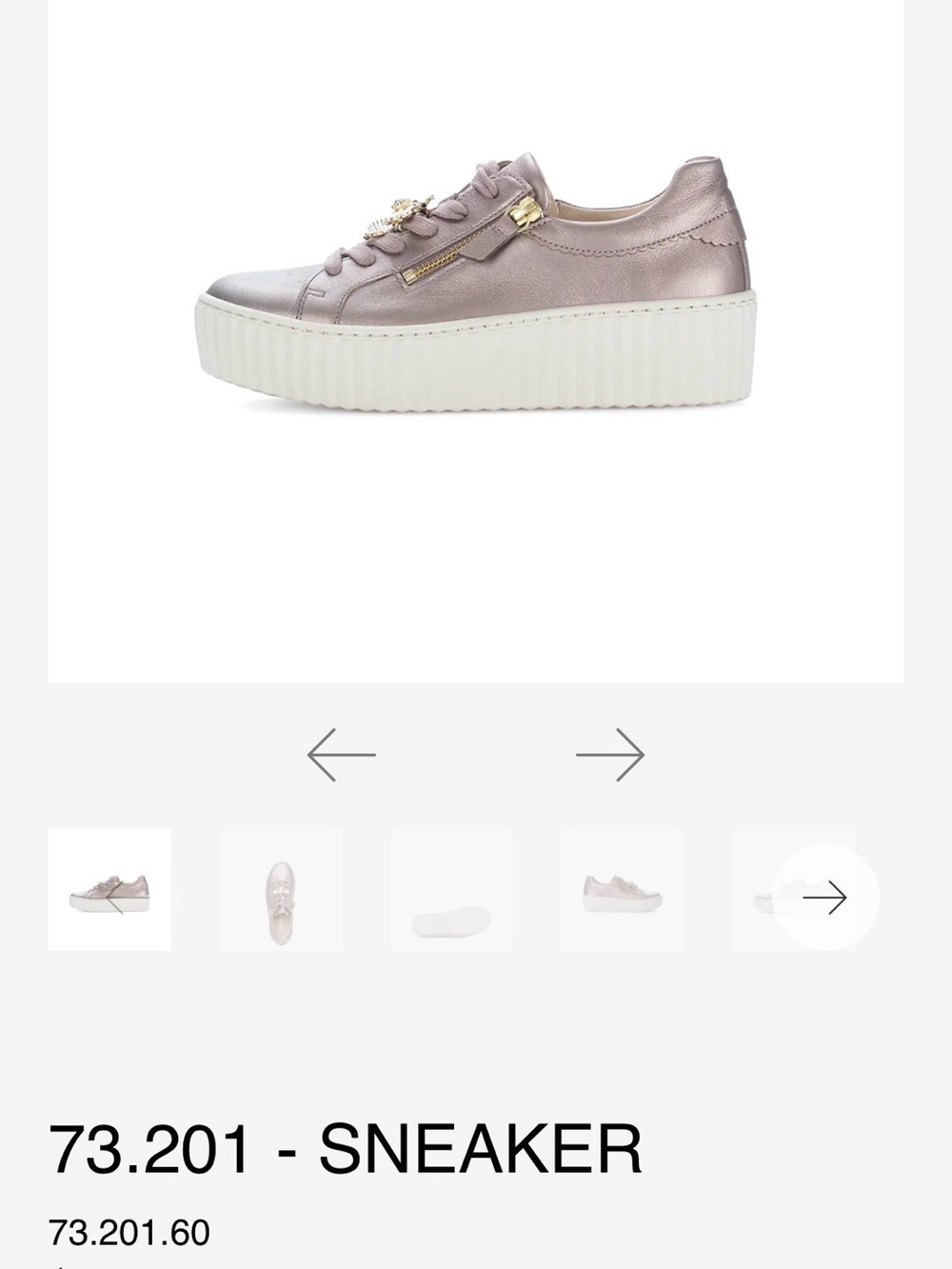 Gabor Beige Patent Leather Platform Sneakers with Gold Zippers - Picture 10 of 11